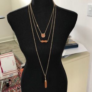 Layered gold tone necklace